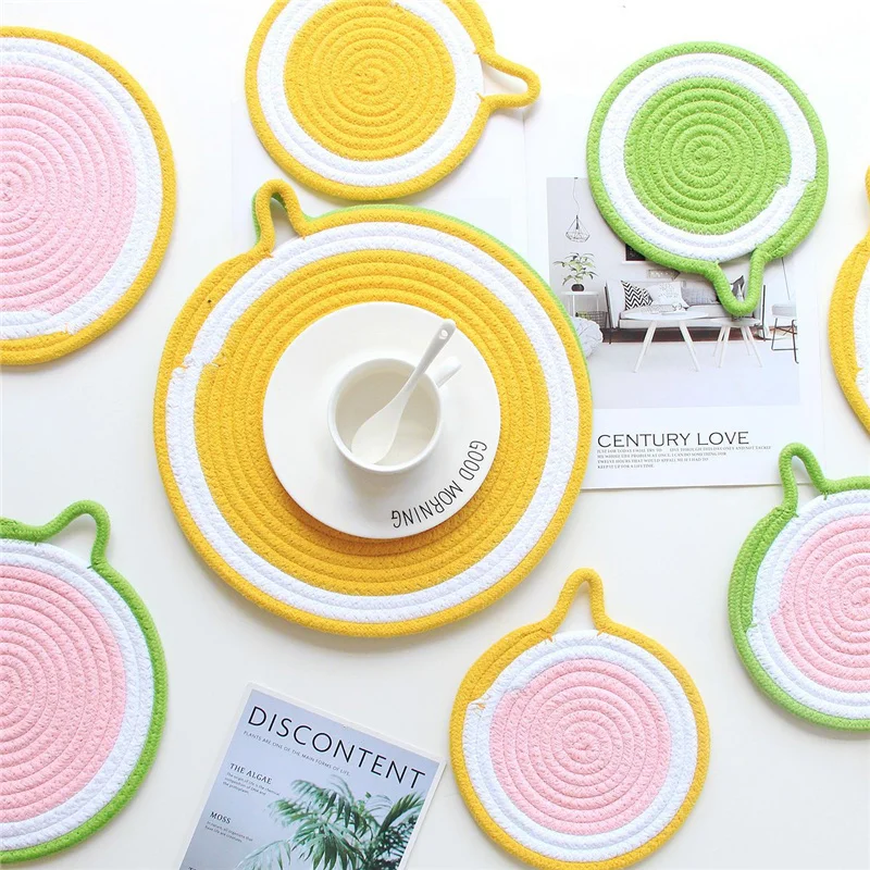 

Cotton Rope Woven Nordic Style Non-slip Kitchen Placemat Coaster Insulation Pad Dish Coffee Cup Table Mat Home Decor 51016