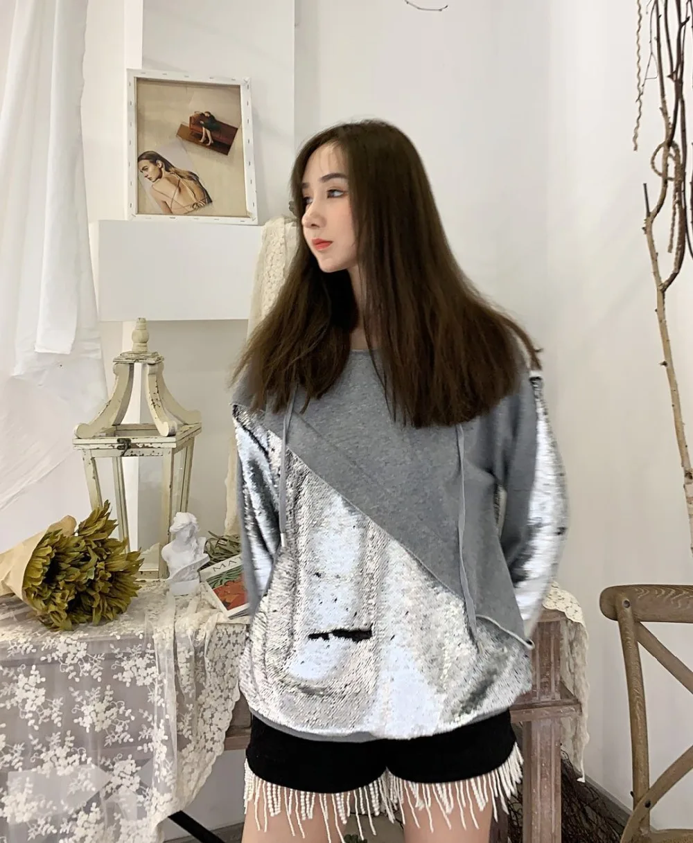 WHITNEY WANG Осенняя мода уличная Лоскутная Толстовка с капюшоном для женщин толстовки пуловер