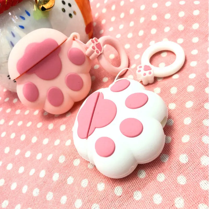 Принт с героями мультфильмов Kawaii 3D Кошачий коготь силиконовый розовый кольцо
