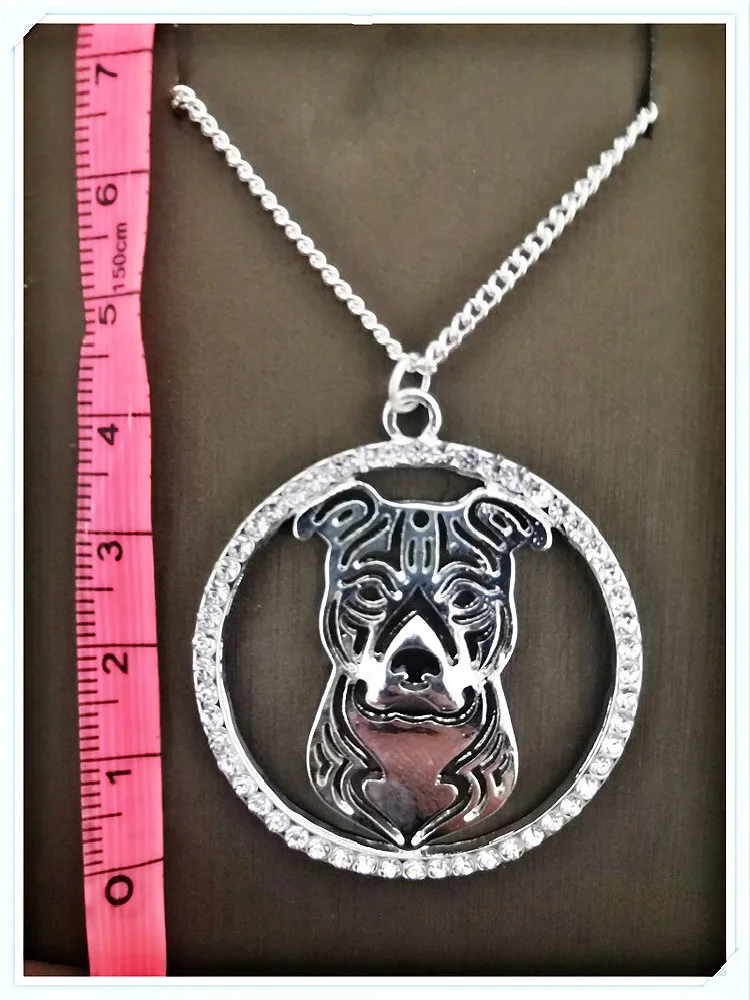 Цепочка женская из нержавеющей стали с кристаллом питбуля ожерелье для ключей