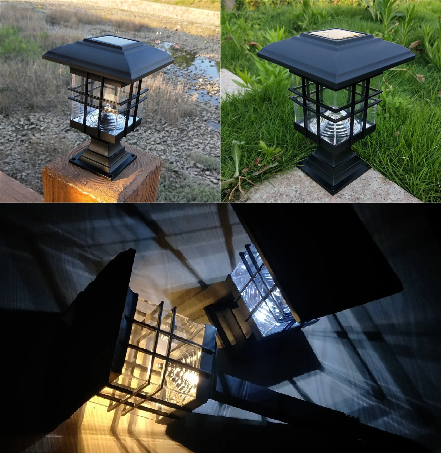 Solar 3led outdoor waterproof decoration large square factory-supplied wall lamp lighting in stock