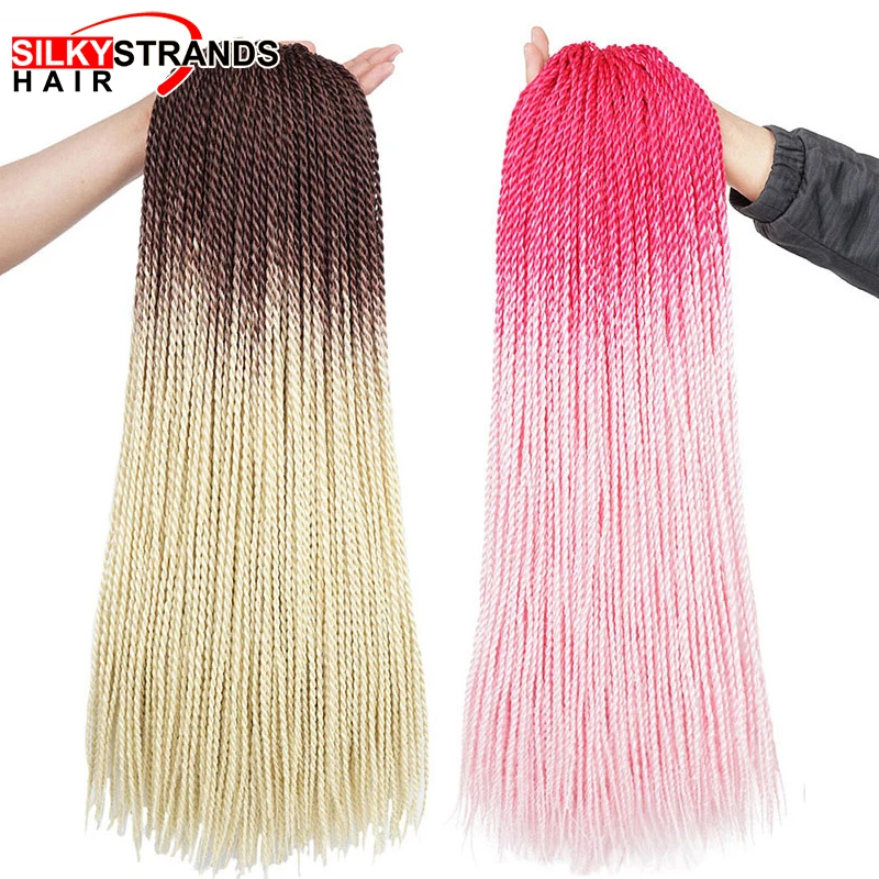 Синтетические волосы для наращивания 24 дюйма афро Омбре Сенегальские