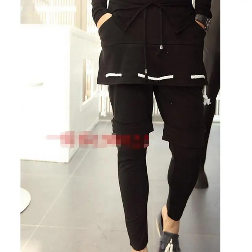 

The Korean Version Spring And Autumn Fake Three Pieces Of Design Personality Punk Small Feet Casual Large Size Men Pants27-42