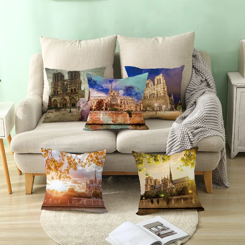

Home Decorative Vintage Construction Cushion Cover Polyester Peach Skin Fabric Office Sofa Car Seat Throw Pillow Cases 45x45cm