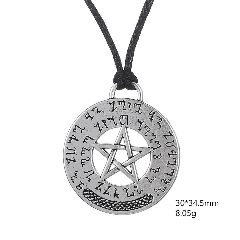LIKGREAT серебряный цвет Пентакль Пентаграмма круглый кулон языческое ожерелье