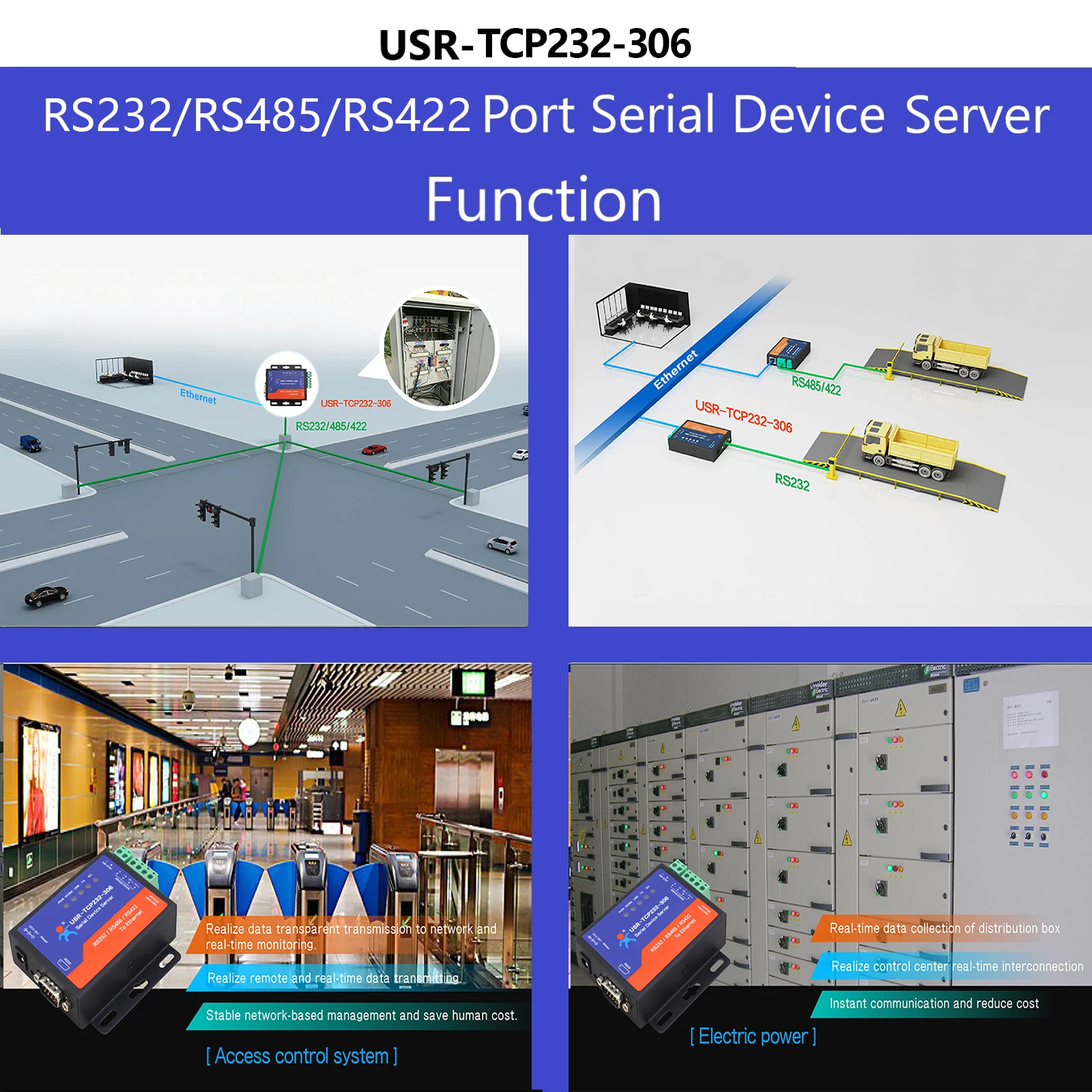 Промышленный последовательный порт RS232/RS485/RS422 USR-TCP232-306 преобразователь сервера