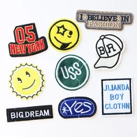 cartoon decorative sun hat slogan icon embroidered applique patches for diy iron on badges stickers on backpackthe clothes