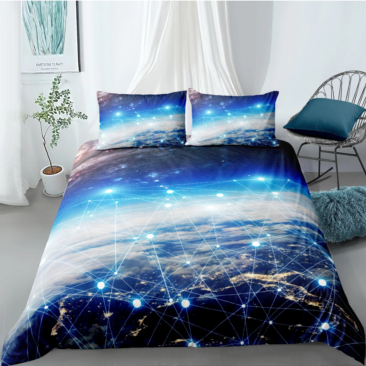 

Starrysky Bedclothes 3D Duvet Cover Sets Modern Comforter Cases Pillow Covers Full Double Single Twin Queen King Size 160*220cm