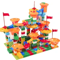 86 344 pcs marble race run maze balls track building blocks bricks duploed funnel slide blocks diy educational toys for children
