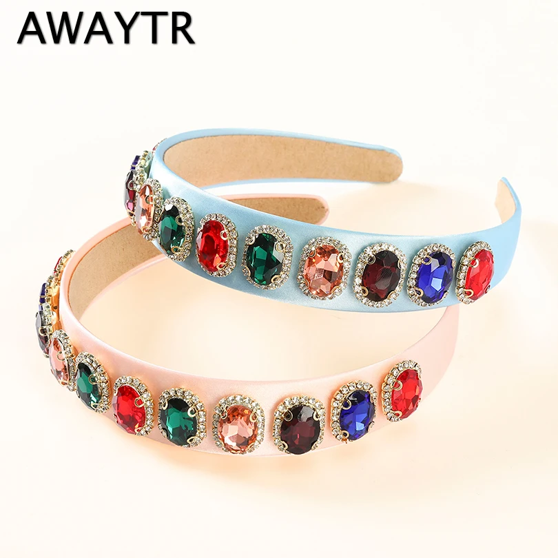 Женский ободок для волос AWAYTR винтажный разноцветный хрусталь с кристаллами в