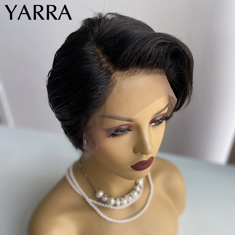 

Short Straight 13×6×1 Lace Frontal Wig for Women Pixie Cut Bob T-Part Pre Plucked With Babyhair Natural Hairline Wigs For Summer