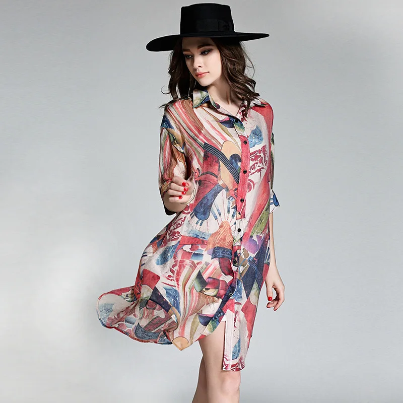 Туника Женские кимоно блузки с принтом кардиган длинная шелковая льняная