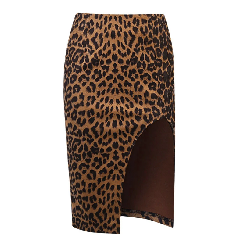 

Rank Women Skirt Slim High Waist Split Y2K Gothic Casual Elegant Leopard Knee-Length Skirt Women Autumn Sexy Party Streetwear