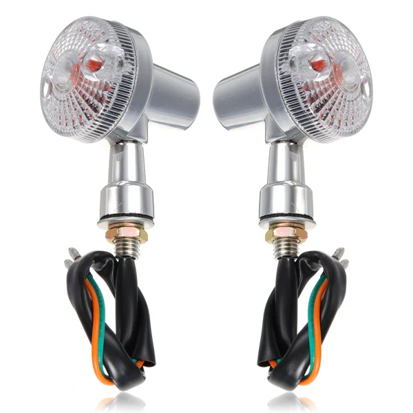 

2Pcs Front & Rear Chrome Universal Motorcycle Turn Signal Indicators Lights Amber Blinker Flasher Motorbike Light Direc