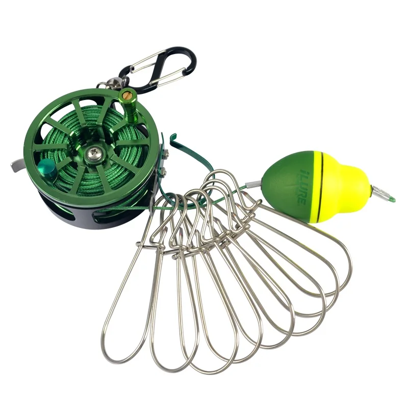 

Fishing Floats Fishing Tackle Stringer With Floating Carabin Live Fish Reel Retractable Rope Stainless Steel Live Fish Lock Belt