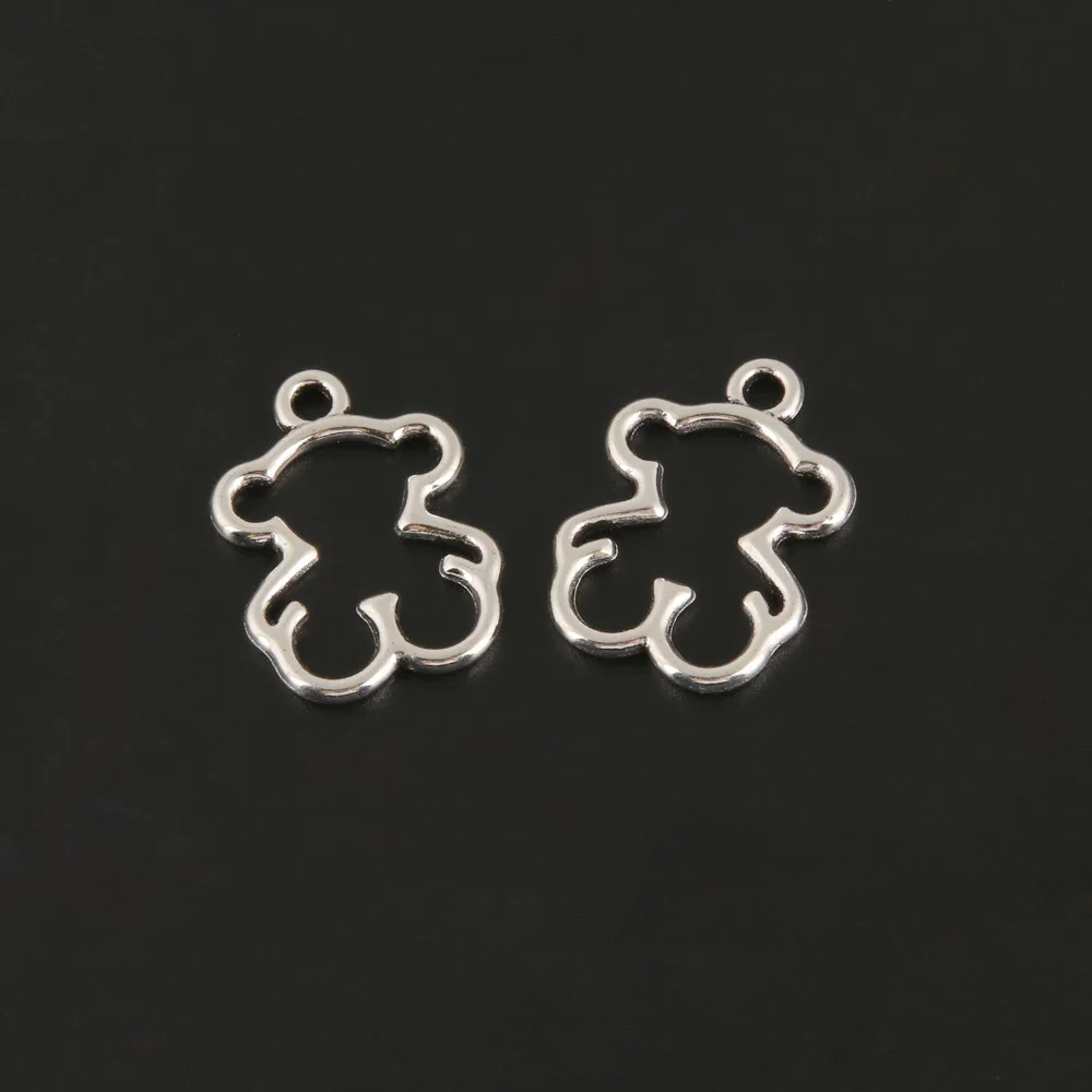 15 шт. подвески полый медведь полярный серебряный цвет подвеска для