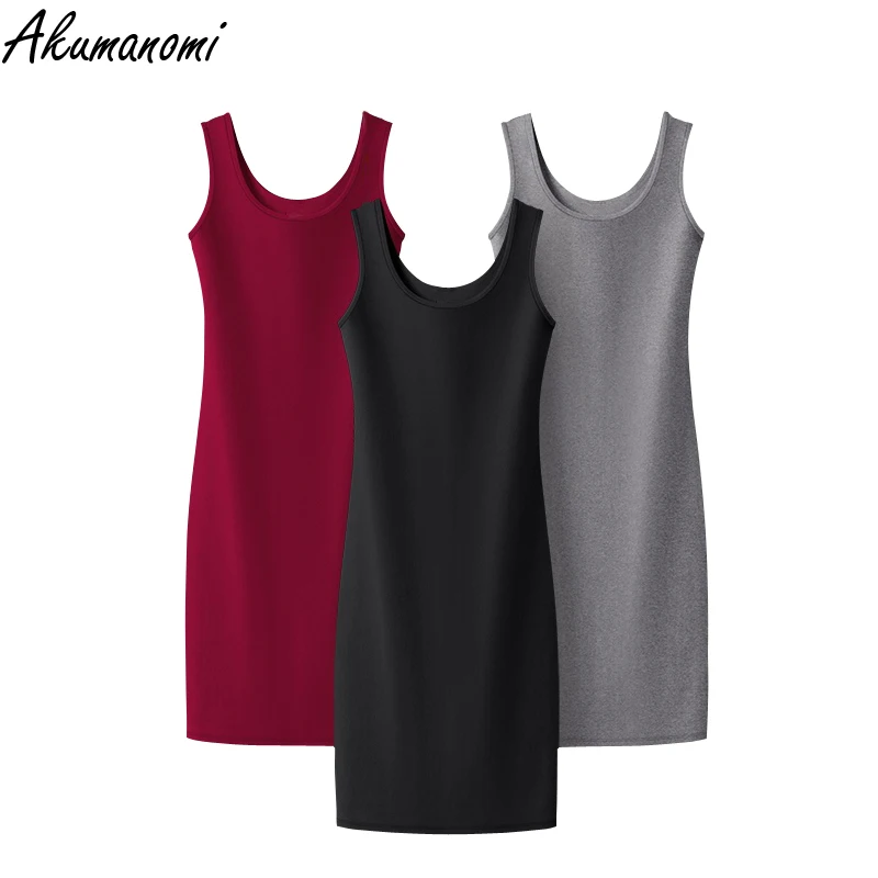 Женское длинное летнее платье-футляр из хлопка с круглым вырезом без рукавов |