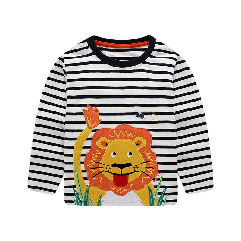 Little maven 2-7Years Осень Малышей Футболка С Длинным Рукавом Животное Лев для детей Футболки Для Младенцев Детей Детей