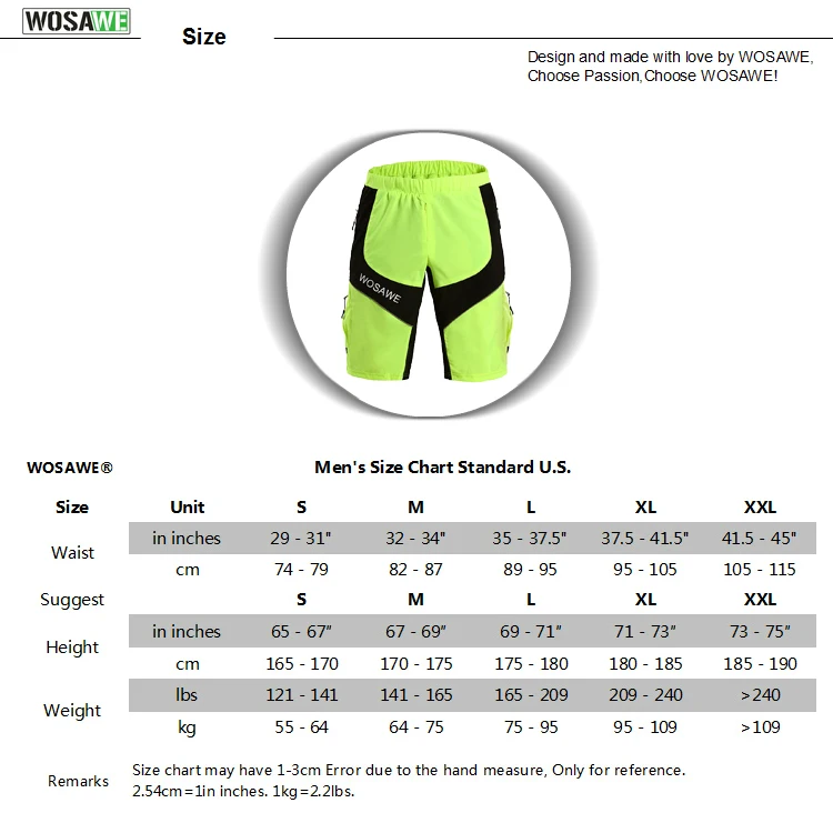 

WOSAWE Men Motorcycle shorts Loose Breathable Quick dry Road MTB Cycling Shorts Racing Motobike Riding Pants summer