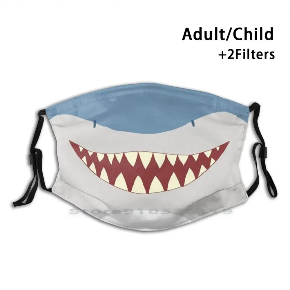

Shark Mouth Reusable Mouth Face Mask With Filters Kids Shark Ecology Marine Biology Water Sea Ocean Wildlife Animal Pattern