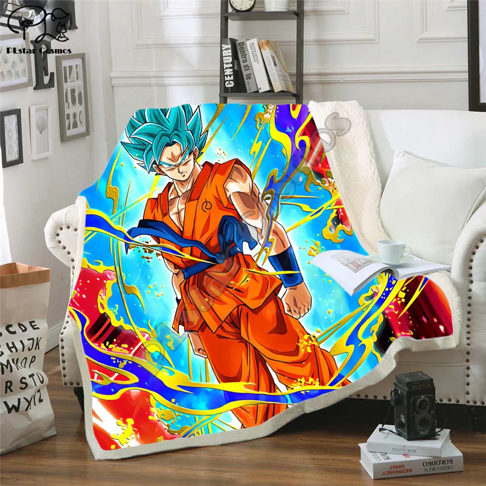 

Newest Anime Son Goku 3D Printed Sherpa Blanket Couch Quilt Cover Travel Bedding Outlet Velvet Plush Throw Fleece Blanket 019