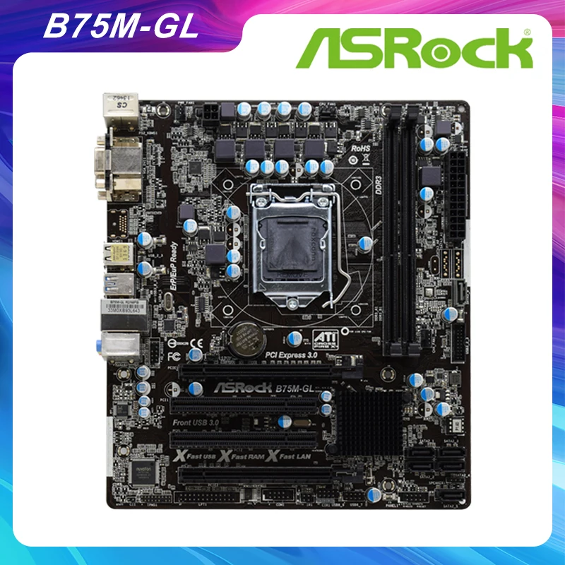 B75M-GL для ASRock Intel B75 B75M LGA 1155 Материнская плата DDR3 i7 i5 i3 Xeon e3 1230 v2 процессор б/у ПК