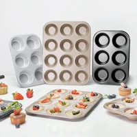 carbon steel double sided non stick coating baking pan muffin cup cake mold 6 with cup cake kitchen baking doughnut tart model