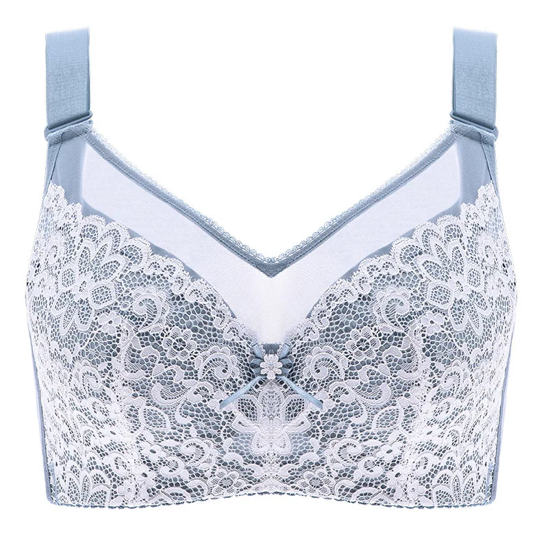Women Wireless Bras Full Coverage Large Size Underwear Non Padded Lace Minimizer Bra Female Sexy Lingerie D E F G H I J Big Cup