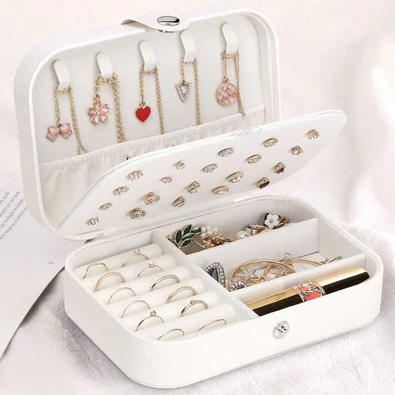 Jewelry box for earrings ring necklaces storage PU leather jewelry Portable organizer Travel case | Дом и сад
