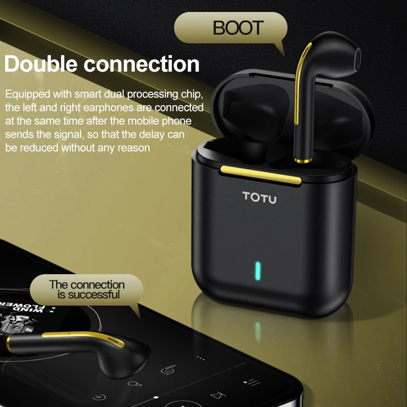 totu bluetooth 5 0 earphones tws noise cancelling wireless headphone 9d stereo sports waterproof earbuds headsets for iphone 12 free global shipping