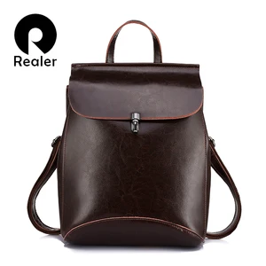 REALER, женский рюкзак, спилок, кожаный рюкзак, школьная сумка для подростков, винтажная сумка, большая дорожная сумка, женская сумка на плечо