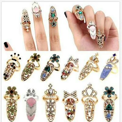 

European and American New Style Fashion Simple Joint Nail Ring Alloy Jewelry Crystal Rings