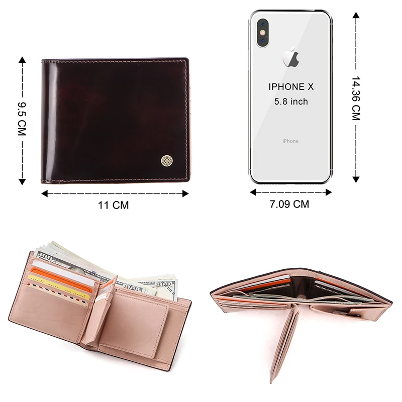 Кошелек Contact's из воловьей кожи для мужчин маленький бумажник мелочи кредитница