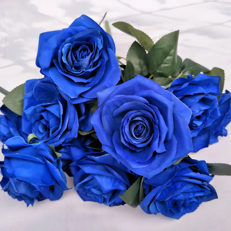 

Wedding Decoration Party 10 Heads Roses Silk Artificial Flower Wall Decor Pressed Dried Flowers For Home Decoration Accessories