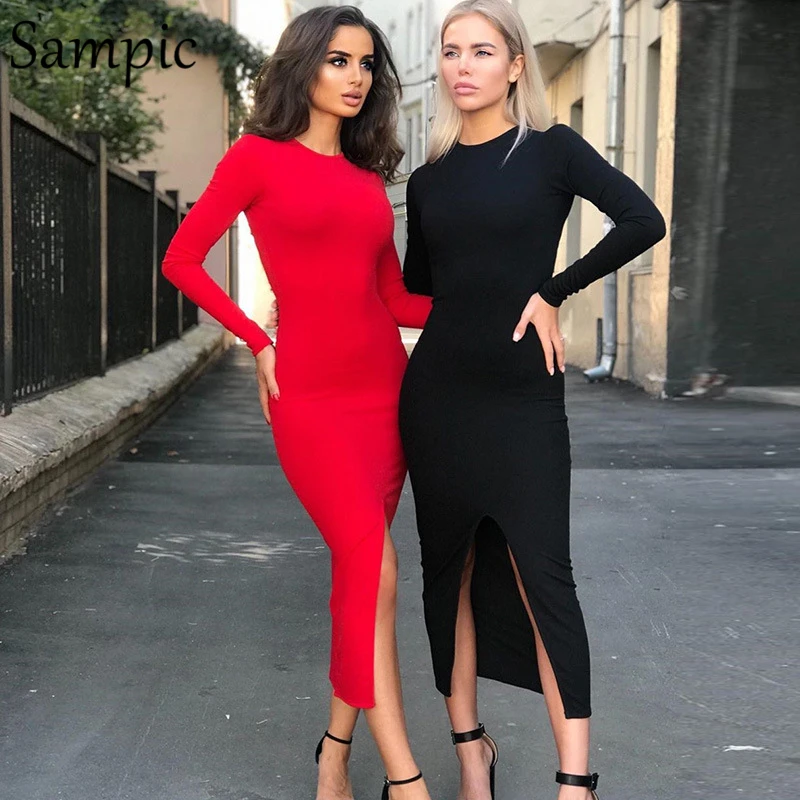 Женское облегающее платье Sampic повседневное вечернее Клубное с круглым вырезом и