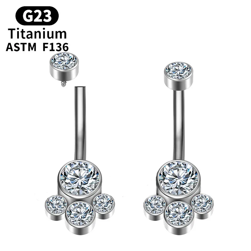 

F136 Titanium Sexy avel Rings For Women Belly Button diaphragm Cylinder Body Piercing Ball Fashion Body Jewelry flower pendant