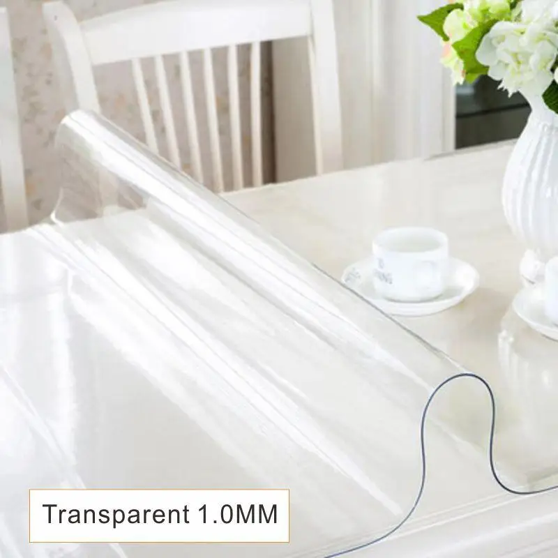 Прозрачная мягкая стеклянная скатерть с узором хризантемы прозрачная домашняя