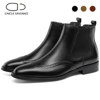 uncle saviano ankle borgue winter mens boots shoes genuine leather work boots fashion designer non slip desiger shoes for men