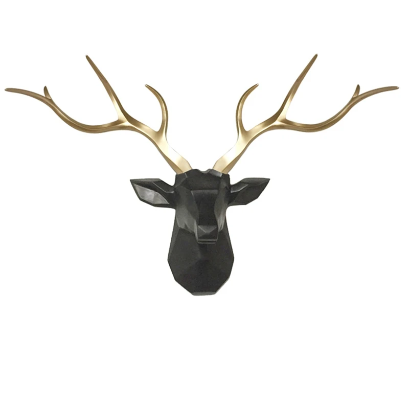 Escultura de cabeza de ciervo 3D extragrande, decoraci&oacute;n para colgar en la pared, estatua de ciervo, accesorios de decoraci&oacute;n para el hogar y la sala de estar-5