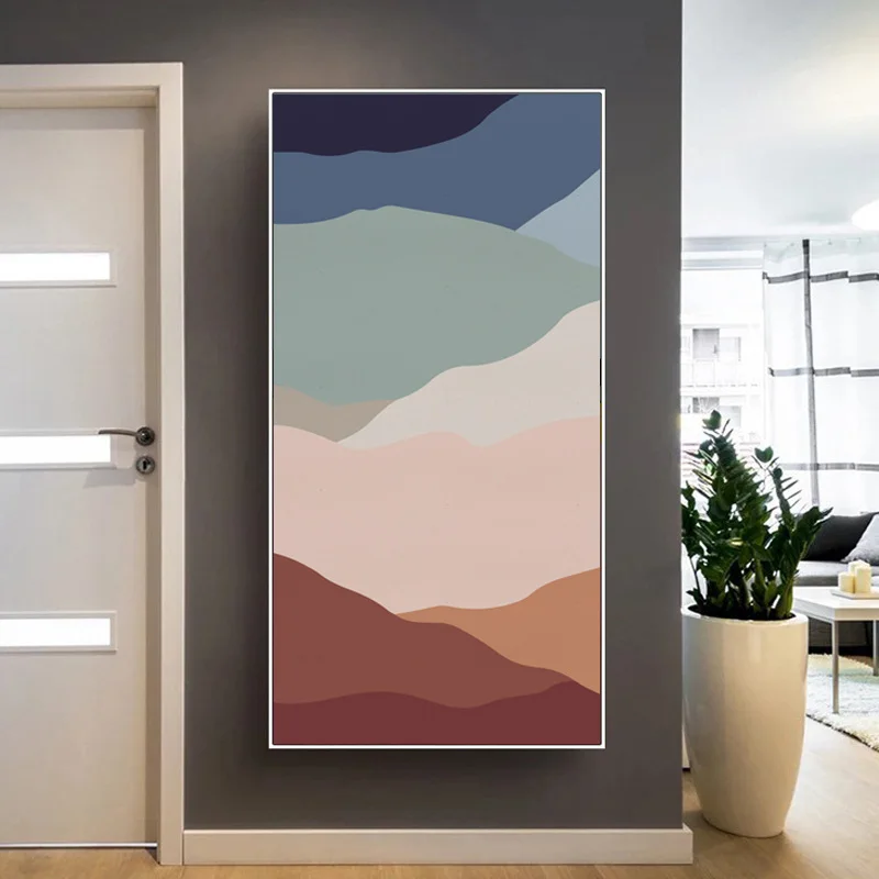 Скандинавский постер Molandi цветная абстрактная полоса горный холст живопись