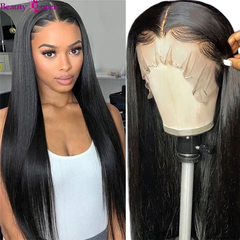 

Lace Frontal Wigs T Part 150 Density Straight Lace Front Wig Straight Human Hair Wigs Transparent 4x4 Lace Closure Wig