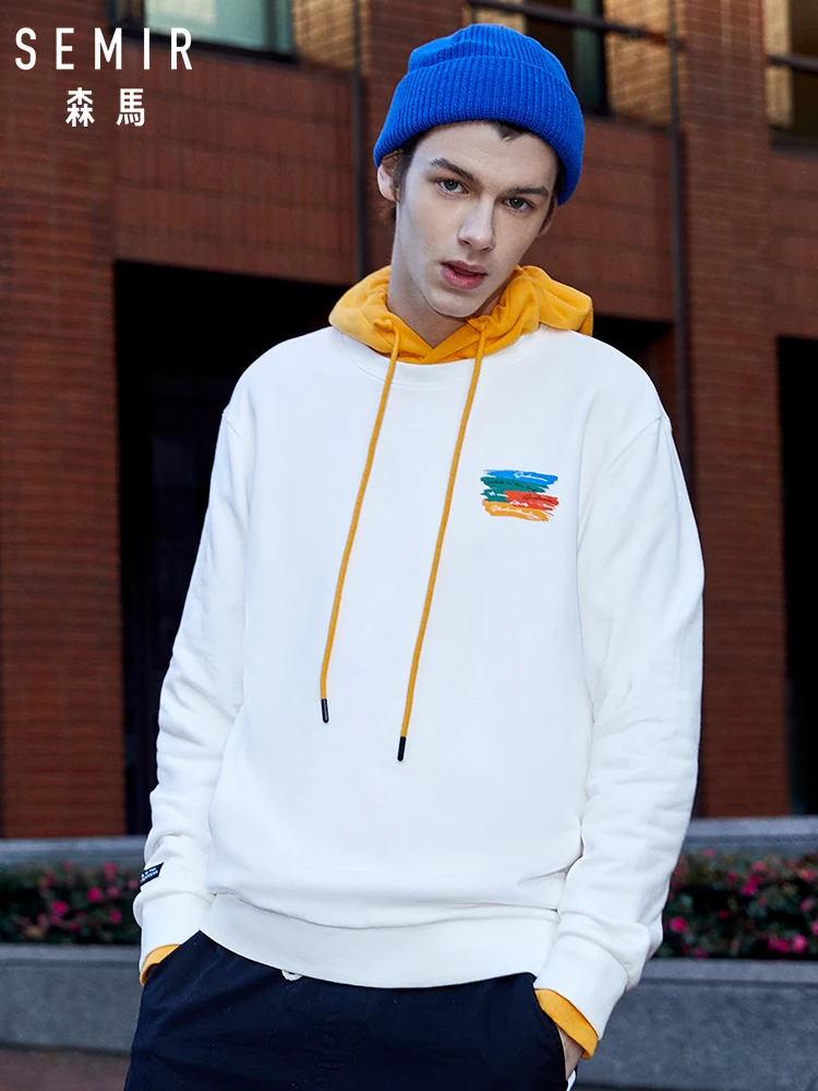 Свитшот SEMIR мужской с капюшоном пуловер аппликацией худи карманами кенгуру