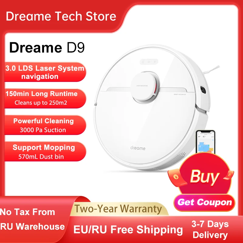 Робот-пылесос Dreame D9, 3000 па, WIFI - Апрельский топ товаров с Али
