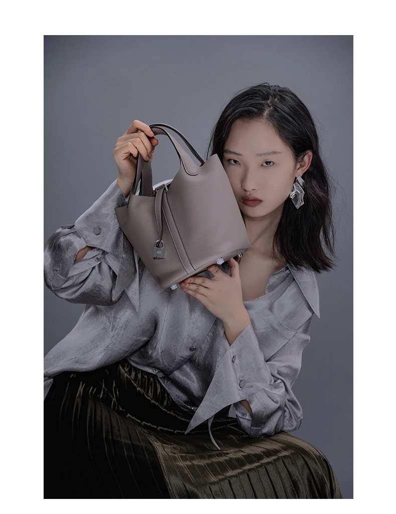 

[double 11] hxxs leather basket women's bag lychee grain women's bag European fashion 2020 NEW
