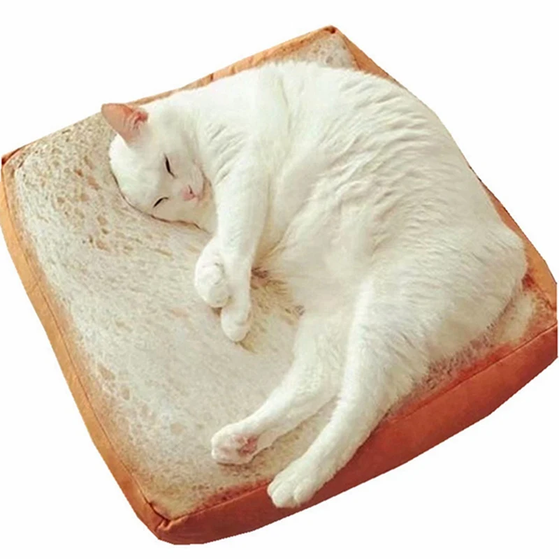 

A 40x40cm Toast Bread Cat Pillow Dog Pet Supplies Bed Mat Soft Cushion Plush Seat Gifts