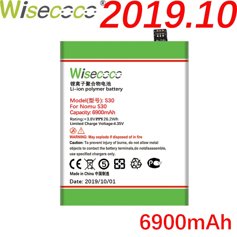 Wisecoco S30 6900 мАч новая производственная батарея для Nomu S30 S 30 сотовый телефон Высокое качество Замена батареи+ номер отслеживания