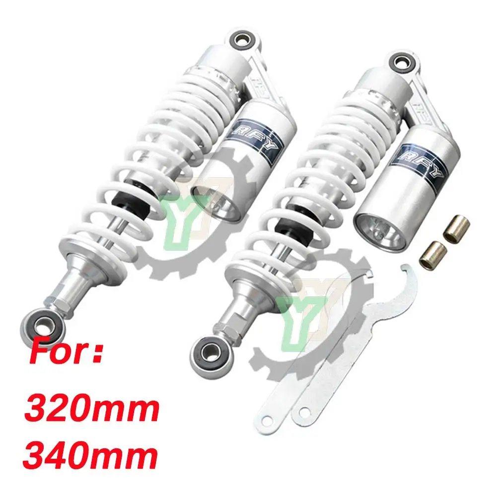 Universal Motorcycle Eye-Eye 320MM 340MM Pair Rear Air Shock Absorbers Suspension ATV Quad Scooter Kart Dirt Sport Bikes Motor