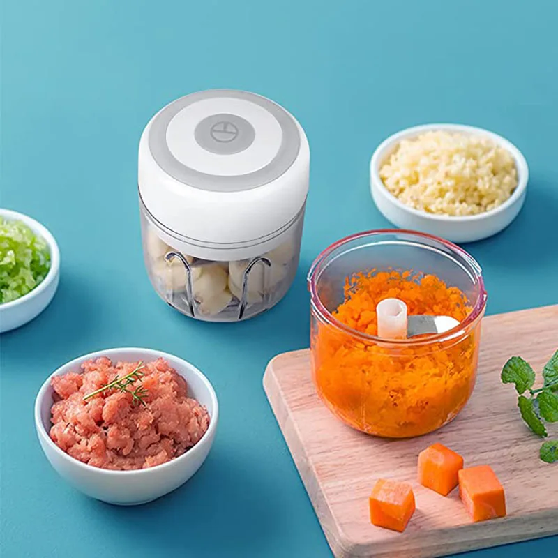 

100/250ml Electric Garlic Masher Mini Chopper Vegetable Chili Meat Ginger Masher Machine USB Charging Blenders Kitchen Gadgets