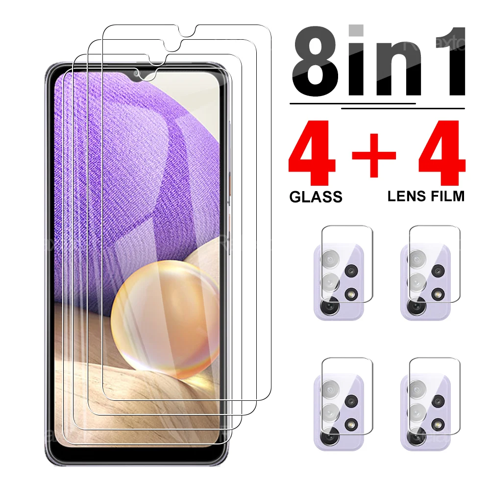 

8 в 1 закаленное переднее стекло + мягкое стекло для объектива камеры Samsung Galaxy A32 A31 A30 A30S 5G 4G защита для экрана Защитная пленка