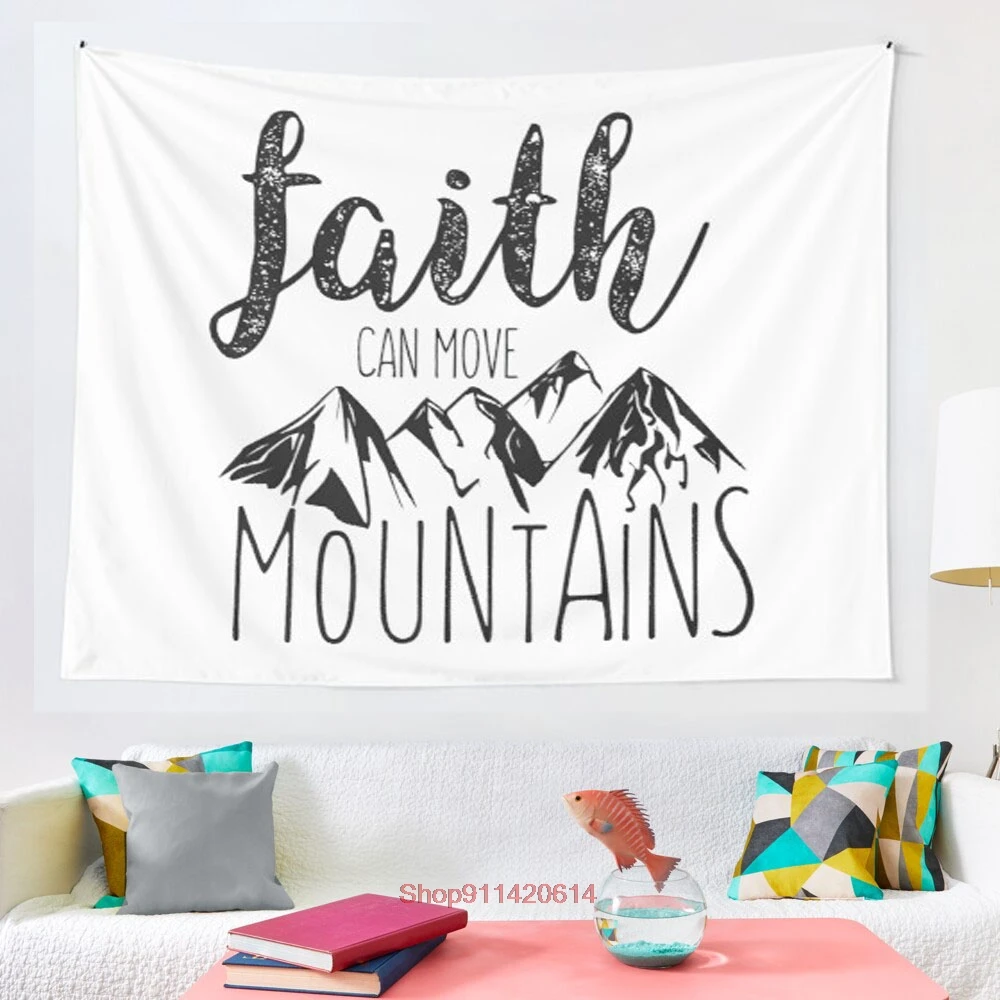 

Faith Can Move Mountains Matthew 17 20 Bible Verse tapestry Art Wall Hanging Tapestries for Living Room Home Dorm Decor